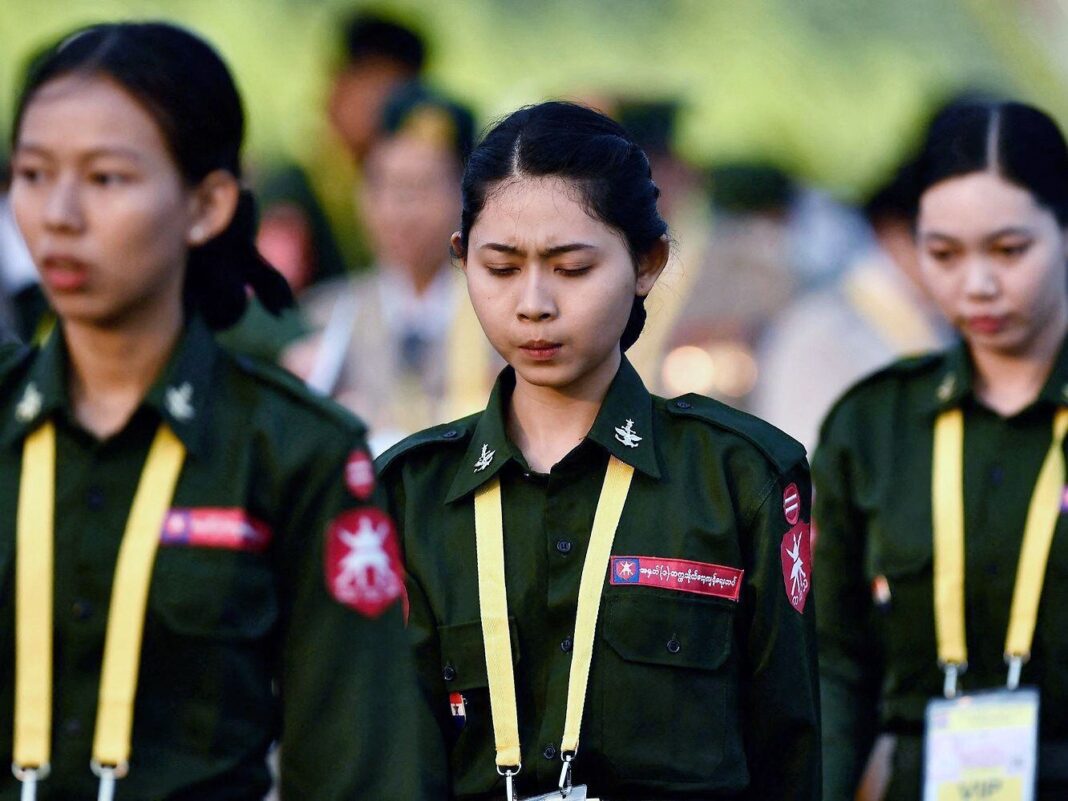 Female members of the junta forces Female members of the junta forces