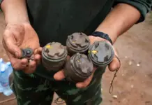 Landmine Blast Wounds Civilians Harvesting Sugarcane in Shan State Landmines in an undated file photo Photo AFP