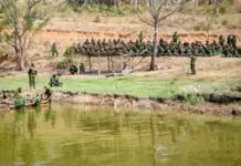 Two Dead, Three Return: Ywangan Families Count Cost of Conscription Male conscripts undergo military training in Myanmar