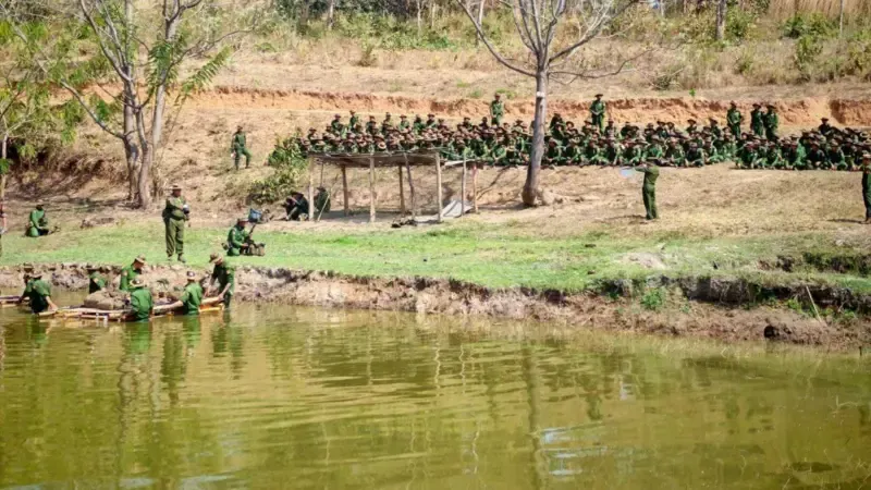 Male conscripts undergo military training in Myanmar