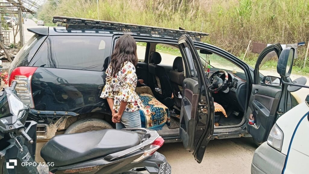 The rescued victim in Muse after escaping alleged abuse linked to a job scam