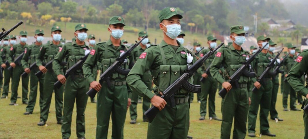MNDAA troops are seen in northern Shan State, where the group is reportedly preparing to begin gold mining operations in Hsipaw Township