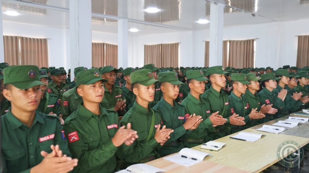 Members of the Myanmar National Democratic Alliance Army attend a gathering in northern Shan State