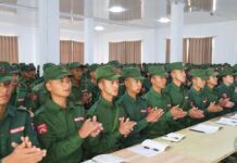 MNDAA Detains More Than 70 Young Men in Northern Shan State Members of the Myanmar National Democratic Alliance Army attend a gathering in northern Shan State