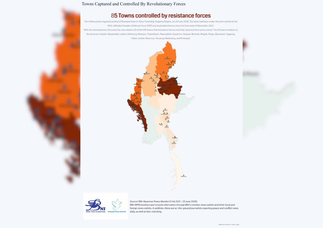towns captured and controlled by revolutionary forces