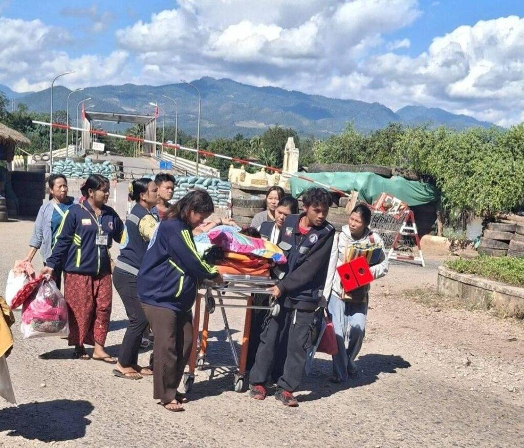 A checkpoint at Hsipaw Bridge, which has remained closed to vehicular traffic since November 2025
