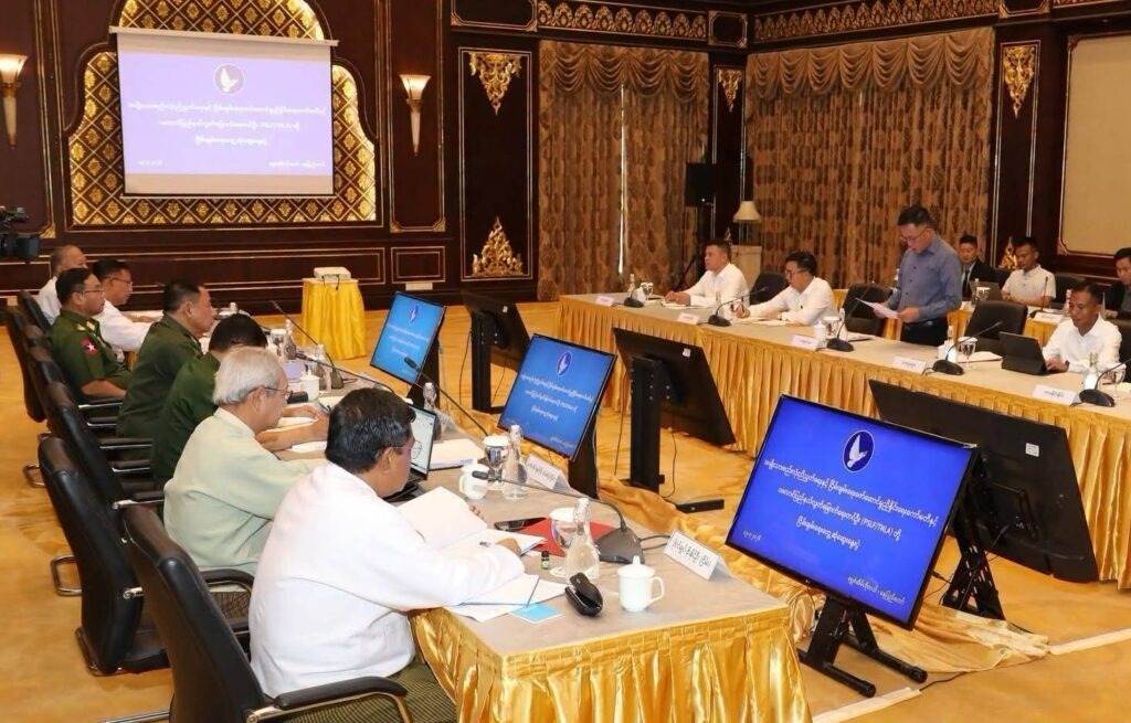 Delegates from the PSLF TNLA meet with the military junta's National Solidarity and Peacemaking Negotiation Committee (NSPNC) in Naypyitaw