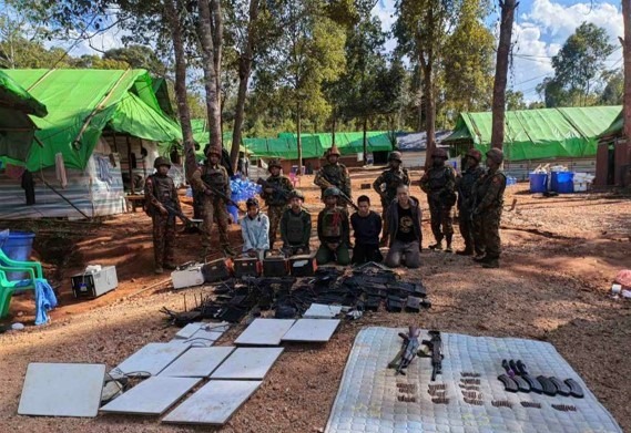 A scam compound raided by authorities in Shan State A scam compound raided by authorities in Shan State