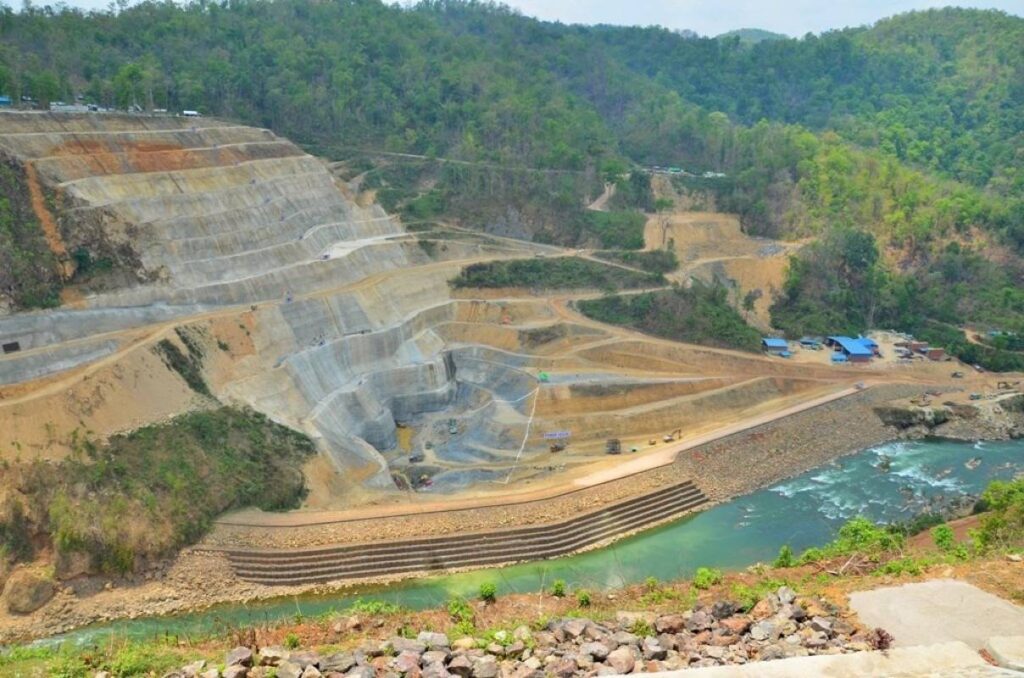 Construction work at the Upper Yeywa Hydropower Project in Kyaukme Township