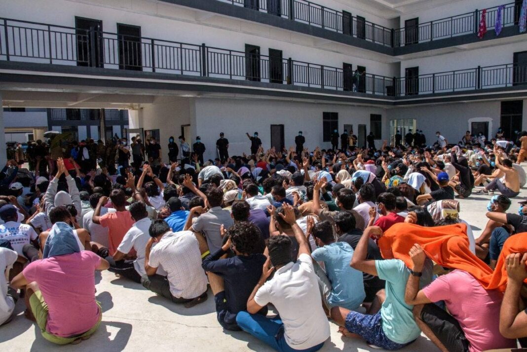 People detained at a suspected scam compound in Myanmar